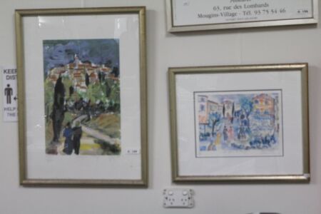 Pair of Silver Gilt Framed Signed Ltd Edition Prints by Marie Tissot - Mougins Village