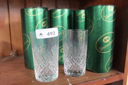 6 x Boxed Tyrone Crystal Hi-Ball Glasses