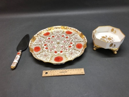 Abbeydale Ceramic Tray, Cake Slice and Footed Bowl