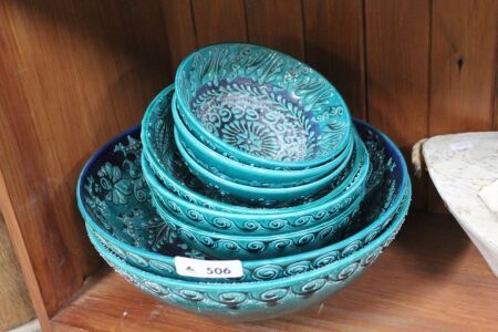 8 x Asstd Size Blue Turkish Hand Decorated Bowls