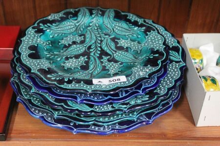 5 x Asstd Size Blue Turkish Hand Decorated Plates