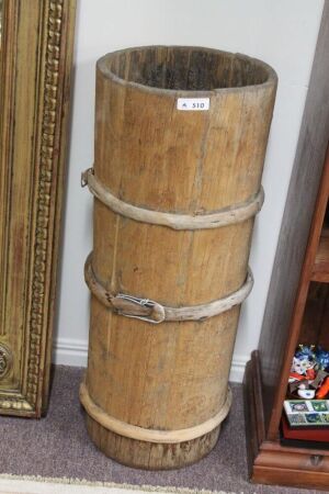 Antique Japanese Timber Log Barrel/Pot