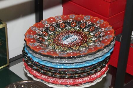 7 x Asstd Colour Turkish Hand Decorated Plates