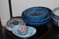 11 Pieces Asstd Turkish Hand Decorated Pottery inc. Bowls and Placemats