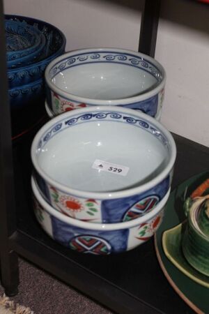 4 x Matching Large Japanese Bowls - Signed to Base