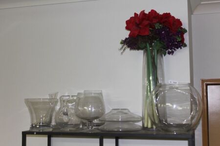 Lot of 9 x Large Glass and Crystal inc. Jugs, Vases and Fish Bowl