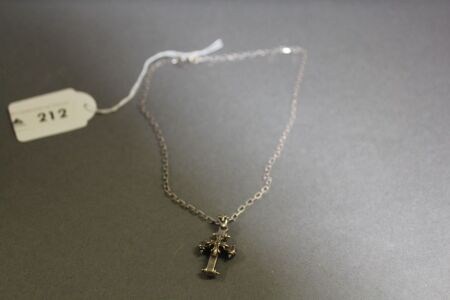 Italian Sterling Silver Chain and Stamped Silver Cross Pendant