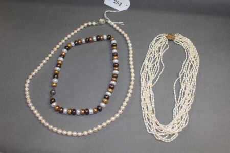 3 x Pearl Necklaces with Sterling Silver Clasps