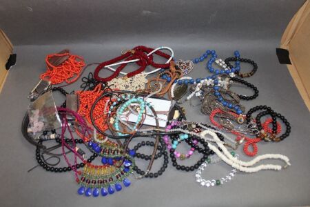 Large Asstd Lot of Jewellery inc. Designer, Lapis, Turquoise, Rose Quartz, Tigers Eye Etc