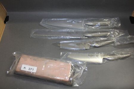 4 x New Japanese Global Kitchen Knives + Sharpening Stone