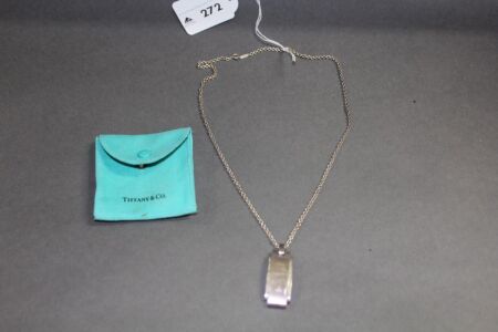 Sterling Silver Bar Pendant and Chain Stamped Tiffany & Co - App. 33g