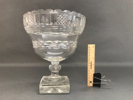 Early 19th Century Large Kettledrum Style Cut Glass Bowl