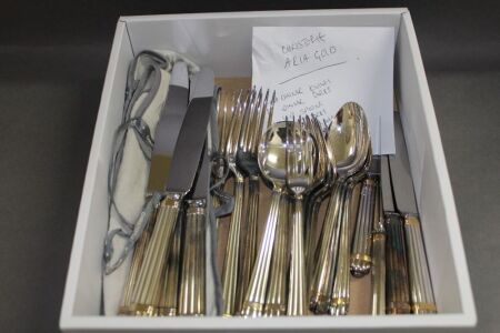 Christofle Aria Gold 23 Piece Silver Plated Cutlery Set - Mostly Very Lightly Used