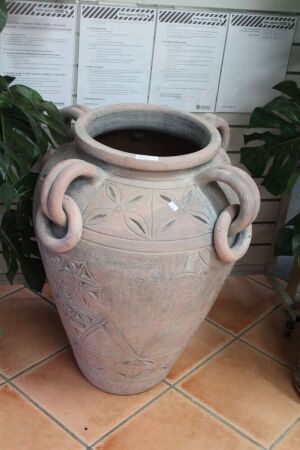 Large Terracotta Urn with Ringed Handles