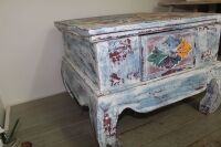 Carved and Painted Mex Style 1 Drawer Side Table - 3