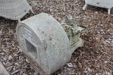 Large Carved Granite Round Japanese Altar + Stone Temple