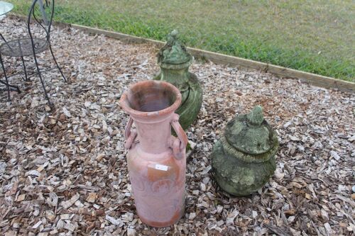 3 x Assorted Terracotta Garden Urns