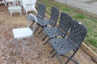 4 x Italian Poly Folding Garden Chairs + Brushed Aluminium Chair