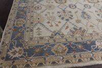 X-Large Hand Knotted & Naturally Dyed Turkish Wool Rug in Cream, Blue and Terracotta Floral Design - 2