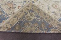 X-Large Hand Knotted & Naturally Dyed Turkish Wool Rug in Cream, Blue and Terracotta Floral Design - 5