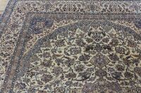 Large Finely Hand Knotted & Naturally Dyed Turkish Wool Rug in Blue and Cream Bird and Floral Design - 4