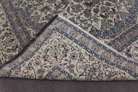 Large Finely Hand Knotted & Naturally Dyed Turkish Wool Rug in Blue and Cream Bird and Floral Design - 5