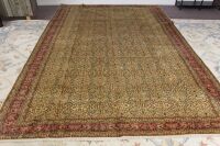 Large Finely Hand Knotted & Naturally Dyed Turkish Wool Rug in Pink, Green and Gold Tight Floral Design