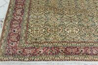 Large Finely Hand Knotted & Naturally Dyed Turkish Wool Rug in Pink, Green and Gold Tight Floral Design - 2