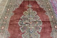 Turkish Finely Knotted Silk/Wool Rug in Pink and Stone - 2