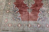 Turkish Finely Knotted Silk/Wool Rug in Pink and Stone - 3