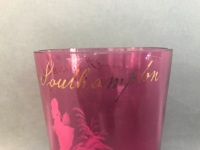 Cranberry Mary Gregory Glass Beaker - A Present from Southampton - 4