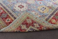 X-Large Hand Knotted & Naturally Dyed Turkish Wool Rug in Pale Blue, Red and Gold Geometric Design - 5