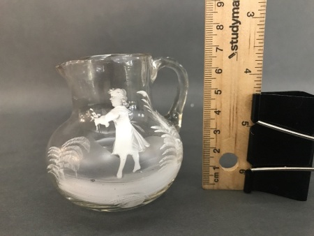 Small Antique Victorian Mary Gregory Glass Jug