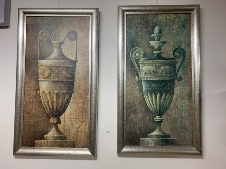 Pair Large Silver Framed Roman Urn Giclee Prints