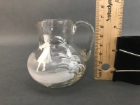 Small Antique Victorian Mary Gregory Glass Jug - 2