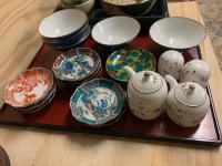 20 Pieces of Asian Ceramics - All Marked to Base on Lacquer Tray - 3