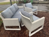 3 Piece Plastic Rattan Outdoor Set with Cushions - As Is - 3