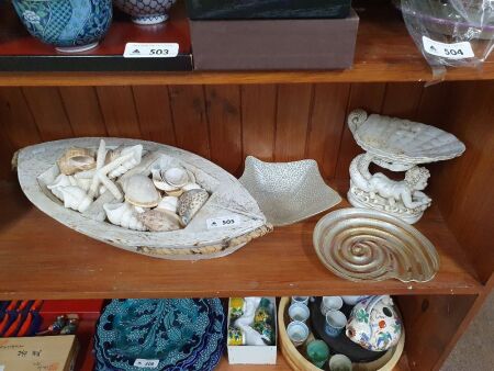 Asstd Lot of Nautical Bowls, Dishes and Shells