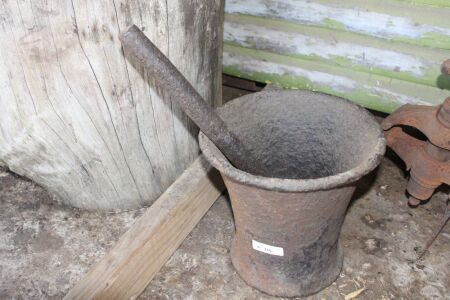 Large Cast Iron Pestle and Mortar