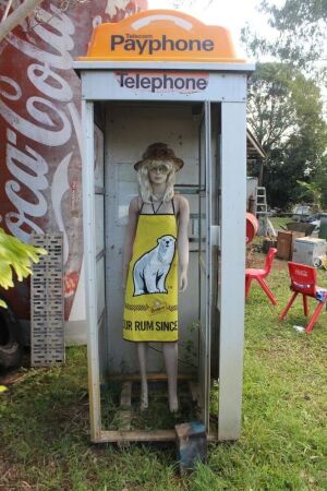 Original Telcom Payphone Booth, Phone and Mannequin