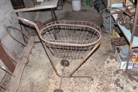 Vintage Laundry Trolley and Basket