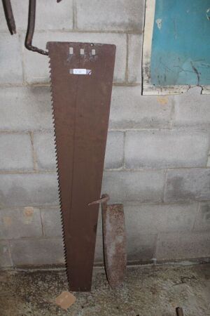 Vintage Pit Saw Blade and Hay Knife