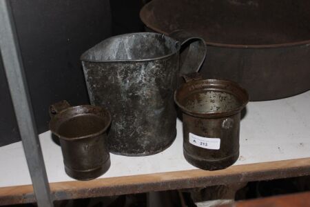 Vintage Metal Pint and Half Pint Mugs + Jug