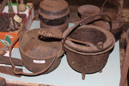 2 Vintage Cast Iron Crucibles - 1 On Legs