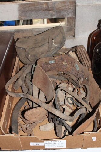 Box of Leather Tack Etc