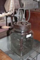 Antique 3 Quart Glass Blow Butter Churn - 2