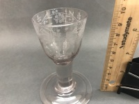 18th Century Opaque Twist Stem Glass As Is + Engraved Cordial Glass - 2
