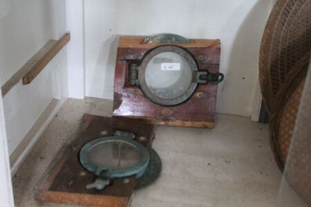 2 Vintage Brass Portholes - 1 Needs New Glass