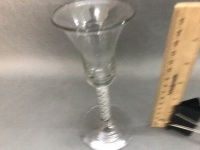 18th Century Opaque Twist Stem Glass As Is + Engraved Cordial Glass - 3