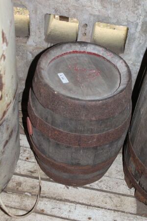 Small Vintage Steel Banded Timber Barrel